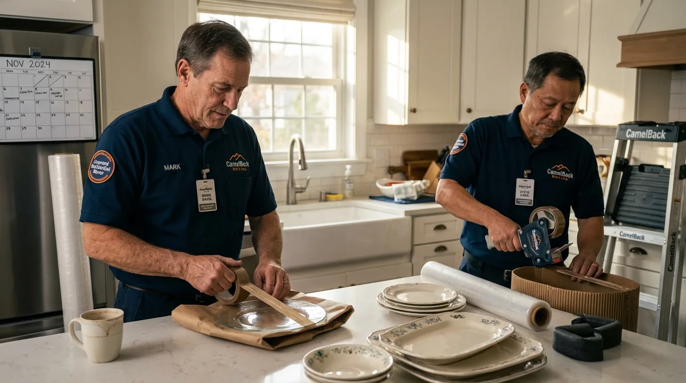 Professional crew packing kitchen dishware in Piggott, AR
